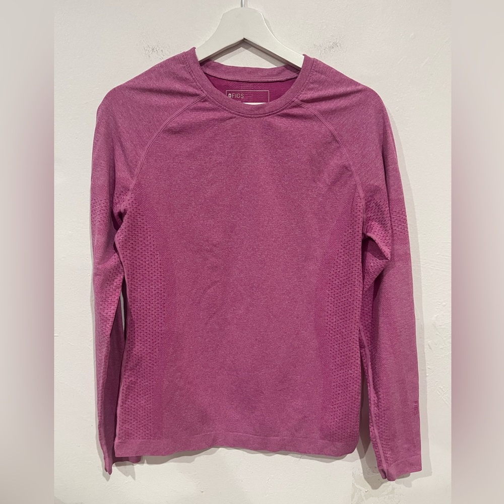 Figs Womens Salta Seamless Underscrub Top XS Pink Long Sleeve Shirt